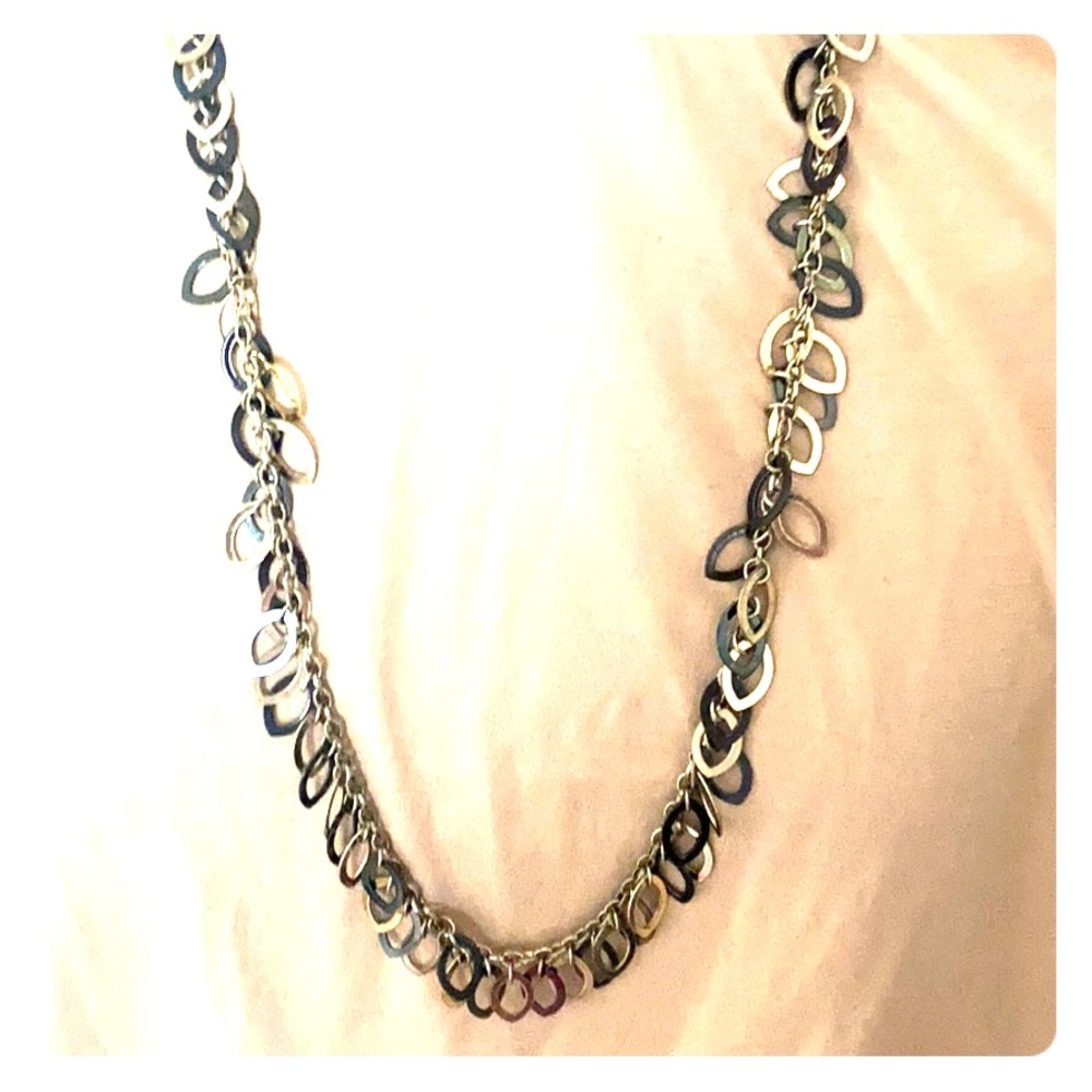 Long black and gold chain necklace